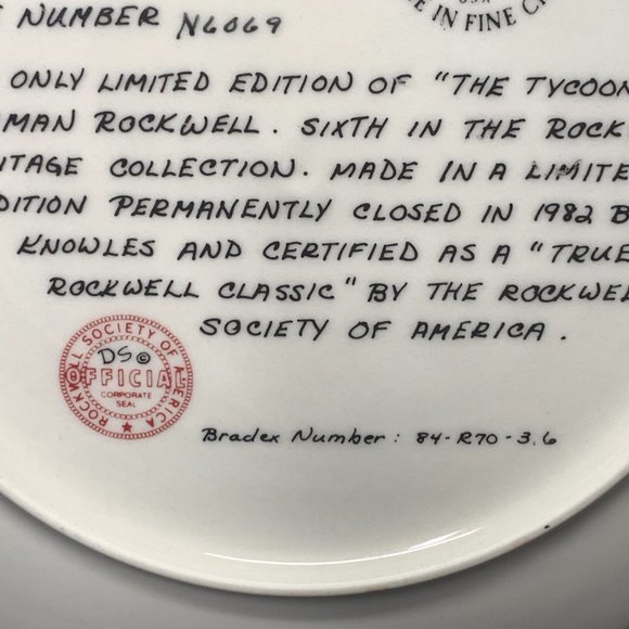 Bradford Exchange Norman Rockwell The Tycoon Knowles Plate - Picture 3 of 4